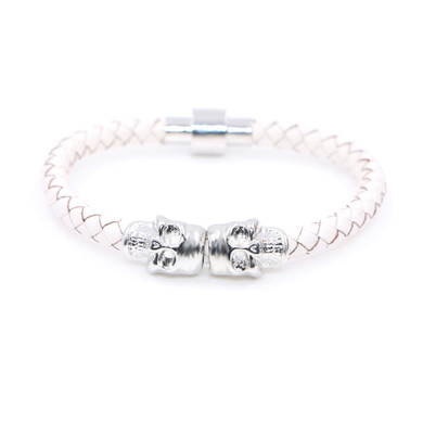 Twin Skull white leather bracelets