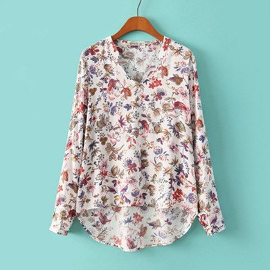 V-Neck Floral Blouse