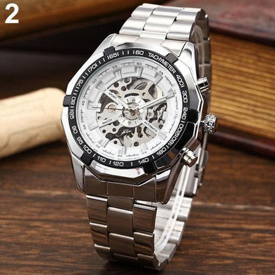 Stainless Skeleton Mechanical Watch