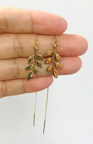Olive Tree Branch Threader Earrings