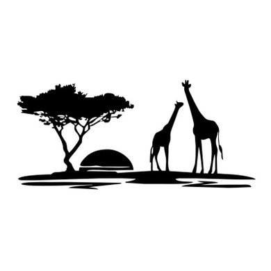 Giraffes, Tree & Sunset Wall Sticker Giraffes, Tree & Sunset Wall Sticker