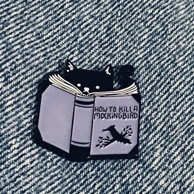 How to kill a mocking bird cat funny enamel pin