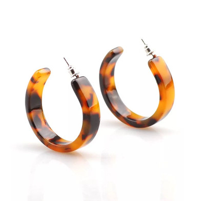Round Hoop Circle Acetate Tortoise earrings