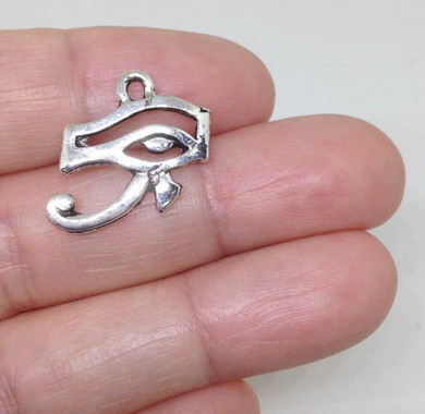 5 Eye of Horus Charms, Yoga Charm, Meditation Silver Charm