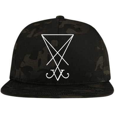 Sigil of Lucifer Embroidered Flat Bill High-Profile Snapback Hat
