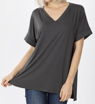 Basically Beautiful Top in Ash Gray