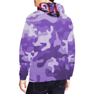 Never Give Up  Purple / Red Camo All Over Print Hoodie