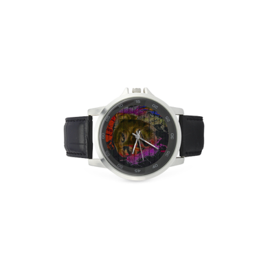Graffiti The Last Outlaw Unisex Stainless Steel Leather Strap Watch