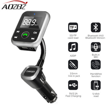 AOZBZ Car USB Bluetooth FM Transmitter MP3 Player Music Audio Stereo Radio Modulator Kit TF 2.1A with Remote Control