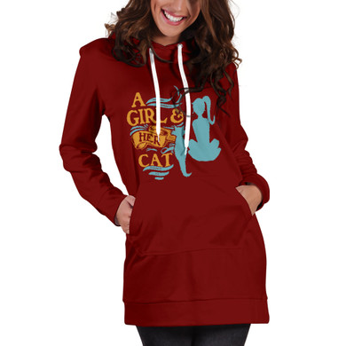 Women`s hoodie- A girl and her Cat