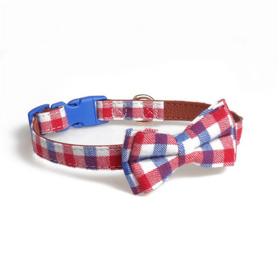 Plaid Bow Tie Cat Collar