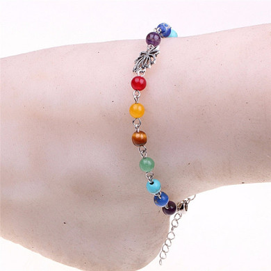 Lotus Charm Chakra Natural Stone Bead Anklet