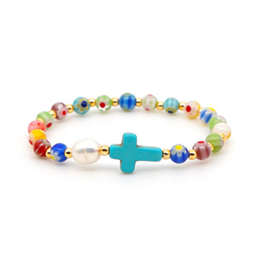 "Mary" Macrame Cross Bracelet