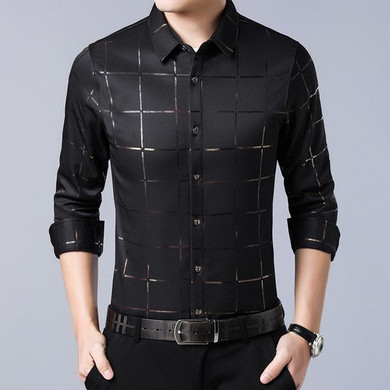 Fashion Luxury Plaid Long Sleeve Slim Fit Shirt Fashion Luxury Plaid Long Sleeve Slim Fit Shirt