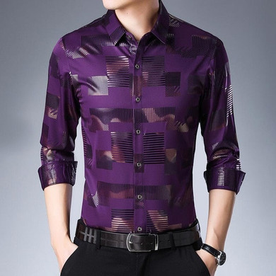 Luxury Plaid Long Sleeve Social Dress Shirts