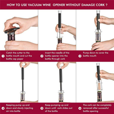 Red Wine Bottle Opener Cork Remover Easy Air Pump Pressure Corkscrew Tools 4PCS