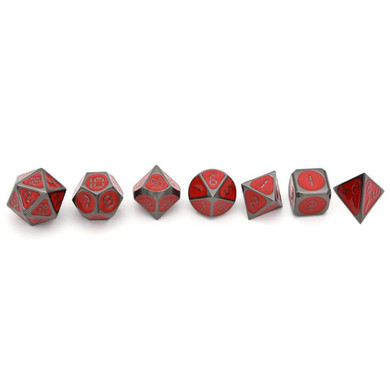 Cyborg Red Metal Dice Set