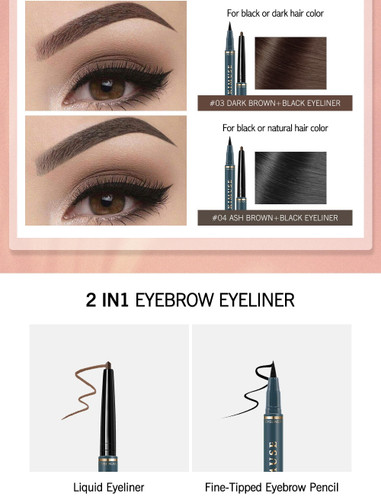 KIMUSE-2 In1 Eyebrow Pencil & Liquid Smooth Eye Liner