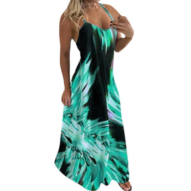 Summer Fall Boho Floral Women Elegant Plus Size Maxi Dress