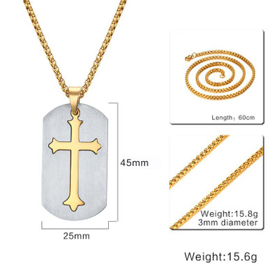 Vnox Removable Cross Pendant Men Chain Christian Jesus Necklace Jewelry