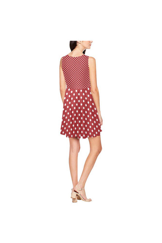 Robe patineuse sans manches Thea orange corail à pois (Modèle D19)