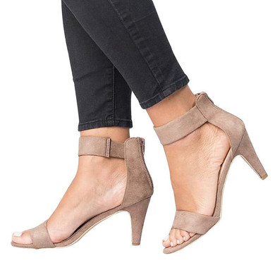 Women Flock Square Heel Sandals Leopard High Heels Buckle Strap Female Ladies Woman Sandal Shoes Girls