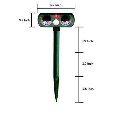 Solar Powered Ultrasonic with Flashing Strobe Outdoor Animal and Pest Repeller