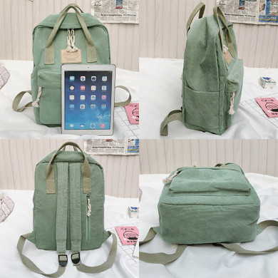 Stripe Cute Student Backpack Women Corduroy School Bag Teenage Girl Backpack