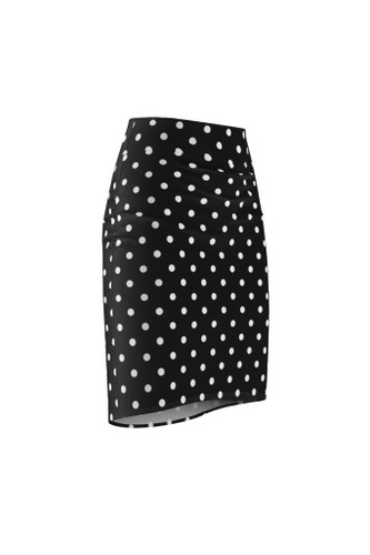 Jupe crayon femme à pois noire et blanche