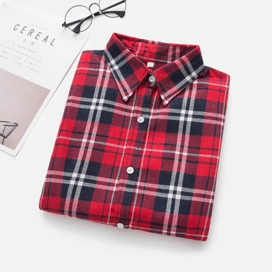 Women Plaid Blouses Shirts 2020 Women College Style Long Sleeve Blouse Casual Flannel Plaid Shirt Female Plus Size Tops Clothes