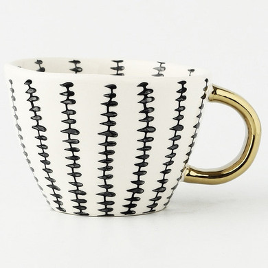 Creative Irregular Ceramic Coffee Mug With Gold Handgrip
