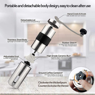 Silver Coffee Mini Stainless Steel Hand Manual Grinders