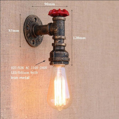 Vintage Steam punk Loft Industrial Water pipe wall lamps