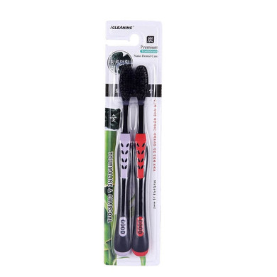 2pc/Pack Black Bamboo Dental Soft Charcoal Toothbrush