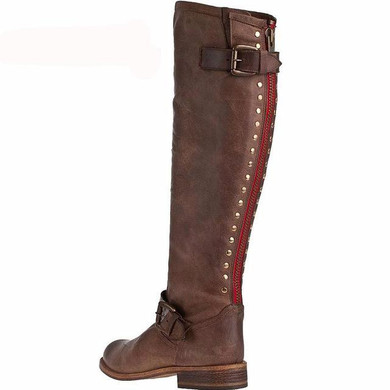 New Fashion Women Low Heels Knee High Motorcycle Boots New Fashion Women Low Heels Knee High Motorcycle Boots