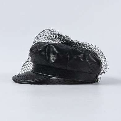 Luna&Dolphin Designer Women PU Leather Hat British Style Military Cap
