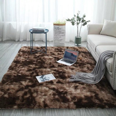 Grey Carpet Tie Dyeing Plush Soft Carpets For Living Room Bedroom Anti-slip Floor Mats