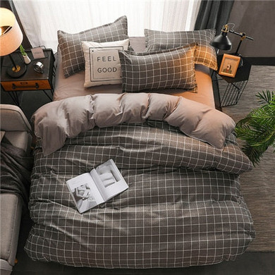 Classic bedding set 5 size grey blue grid summer bed linen 4pcs/set duvet cover set