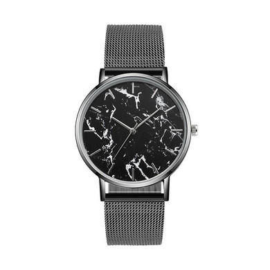 Rose Gold Mesh Band Creative Marble Female Wrist Watch