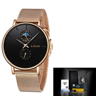 Fashion Ladies Stainless Steel Ultra-Thin Casual Wrist Watch Quartz Watch