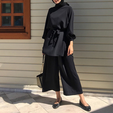 Abaya Turkey Hijab Two-piece Muslim Sets Dress Caftan Kaftans Islamic Clothing
