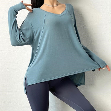 Loose Sports Tops For Gym Women Big Size long sleeve fitness Yoga Shirts