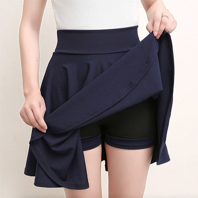 Plus Size Mini Shorts Skirts Women Casual A-line High Waist Pleated Skirt