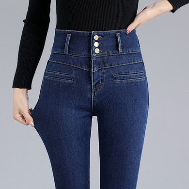 Women Winter Fleece Jeans New Solid Warm Thicken Denim Pencil Pants Fashion Skinny Jean