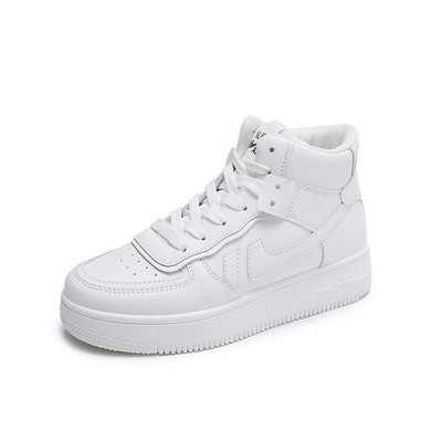 Ladies Sneakers Pu Candy Color Round Toe Lace-up High Top Board Shoes