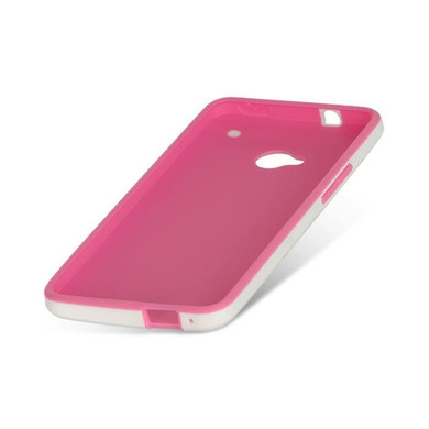 HTC M7 FOGGY CASE HOT PINK TINTED WITH WHITE TRIM