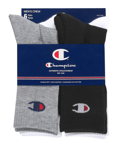 Champion Men's Logo Crew Socks, 6-Pack CH170