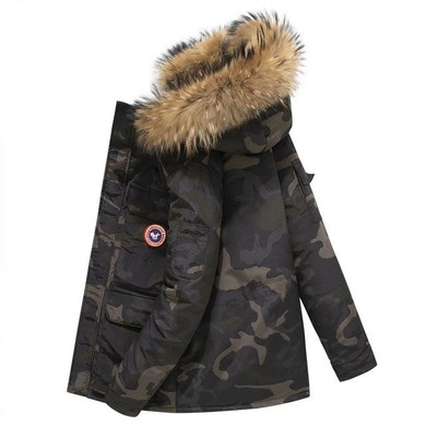 Winter Down Jacket Real Fur Collar Hooded Thick Parka Overcoat