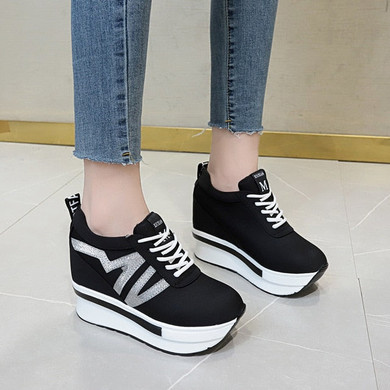 NEW Hidden Heel Women Casual Platform Shoes Woman Sneakers 2020 Canvas Slip on Shoes for Women Height Increasing Wedges Shoes W4