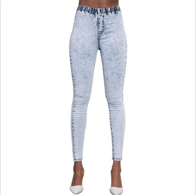 2020 New Plus Size Ultra Stretchy Acid Washed Jeans Women Denim Pants Trousers Female Pencil Skinny Jeans